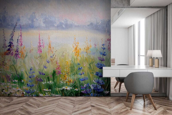 Painting of flowers in a field Painting of flowers in a field
