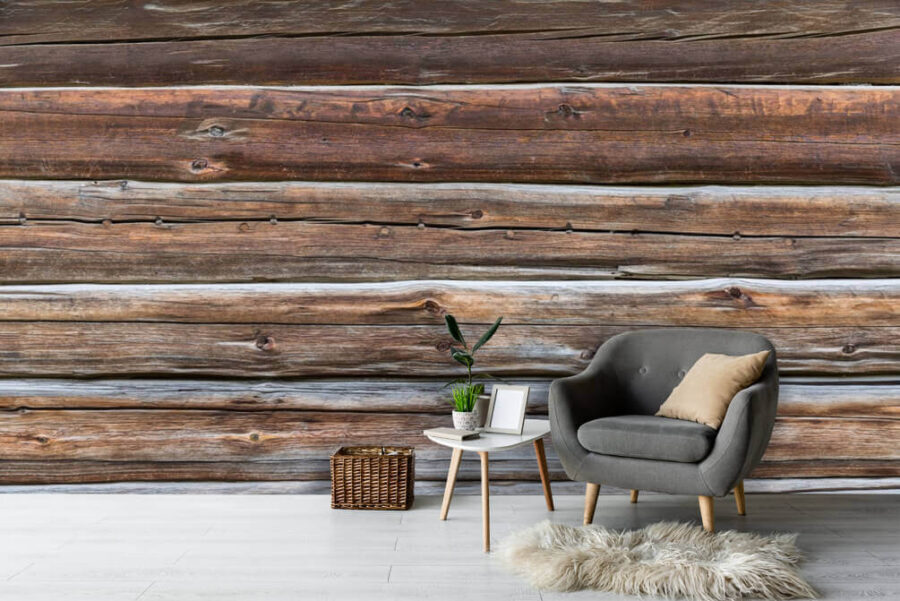 Close up of a log wall