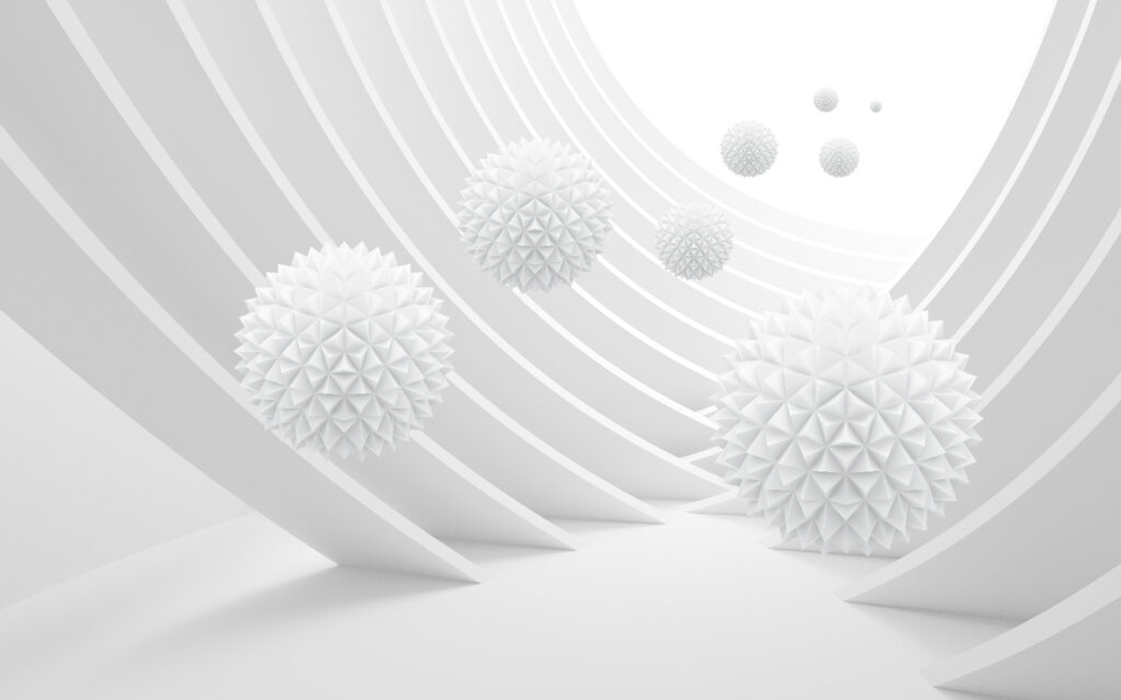 White spheres in a white room u28778p 1024x639 - White spheres in a white room - tegory