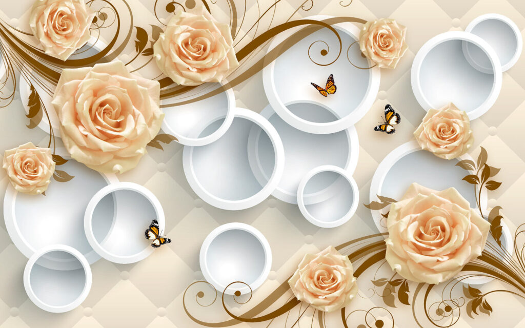 Wallpaper with roses and butterflies u28751p 1024x640 - Wallpaper with roses and butterflies - tegory