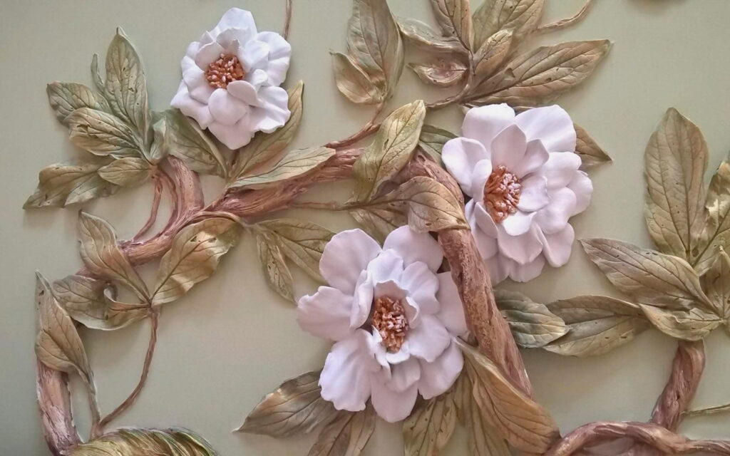 Wall decoration with flowers and leaves u28623p 1024x640 - Wall decoration with flowers and leaves - tegory