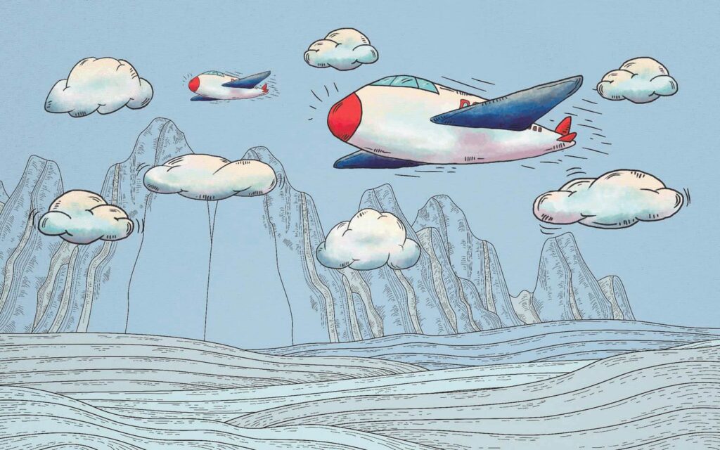 Cartoon of airplanes flying over mountains u28105p 1024x640 - Cartoon of airplanes flying over mountains - tegory