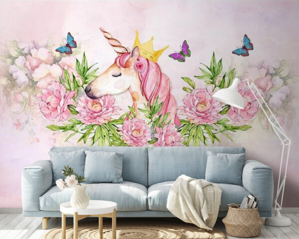 Unicorn with a crown and flowers Unicorn with a crown and flowers