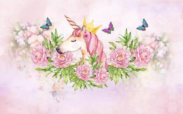 Unicorn with a crown and flowers Unicorn with a crown and flowers