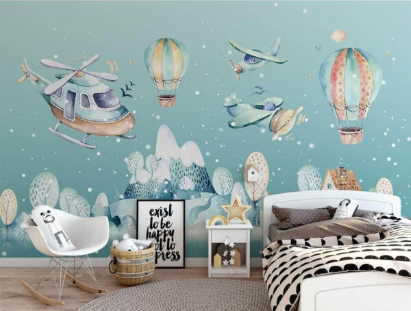 Watercolor illustration of a helicopter and hot air balloons u27765pir2 600x454 - Watercolor illustration of a helicopter and hot air balloons - tegory