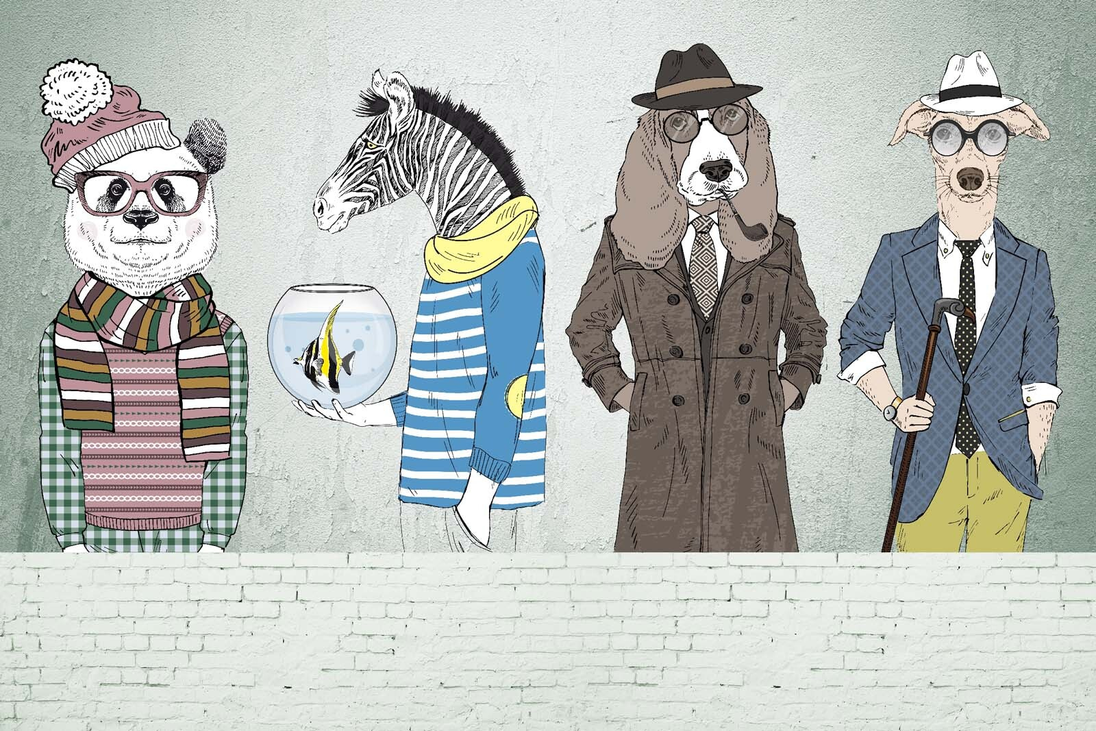 Wall with animal heads u27417p - Wall with animal heads - tegory