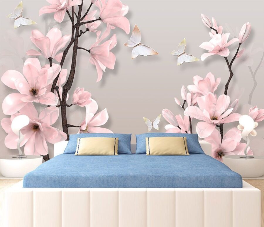 u25381pib1m 900x775 - Pink flowers and butterflies on a tree - tegory