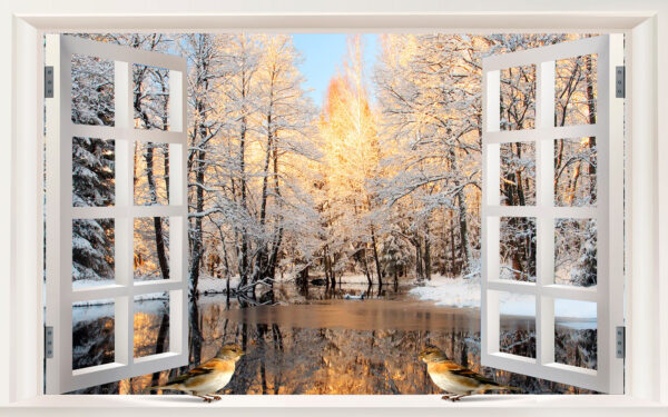 Window with birds looking out of a lake u25116p 600x375 - Window with birds looking out of a lake - tegory