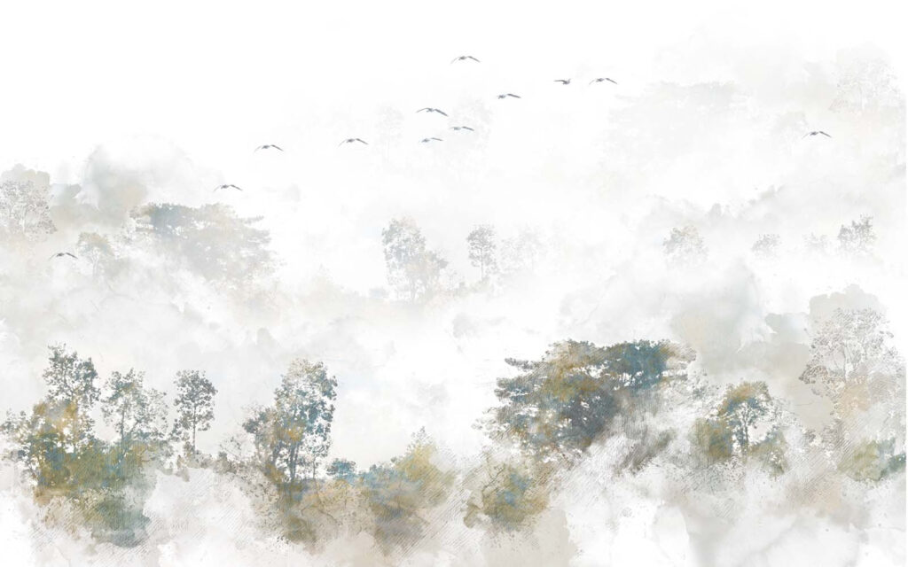 Birds flying over trees Birds flying over trees