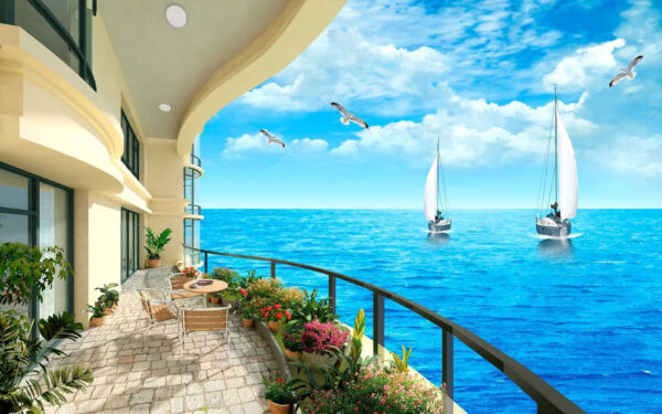 Balcony with a view of the ocean and boats u24942p 600x375 - Balcony with a view of the ocean and boats - tegory