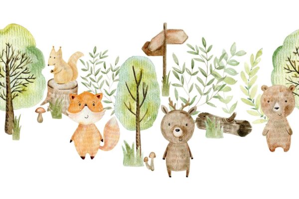 Watercolor illustration of animals and trees u24646p 600x400 - Watercolor illustration of animals and trees - tegory