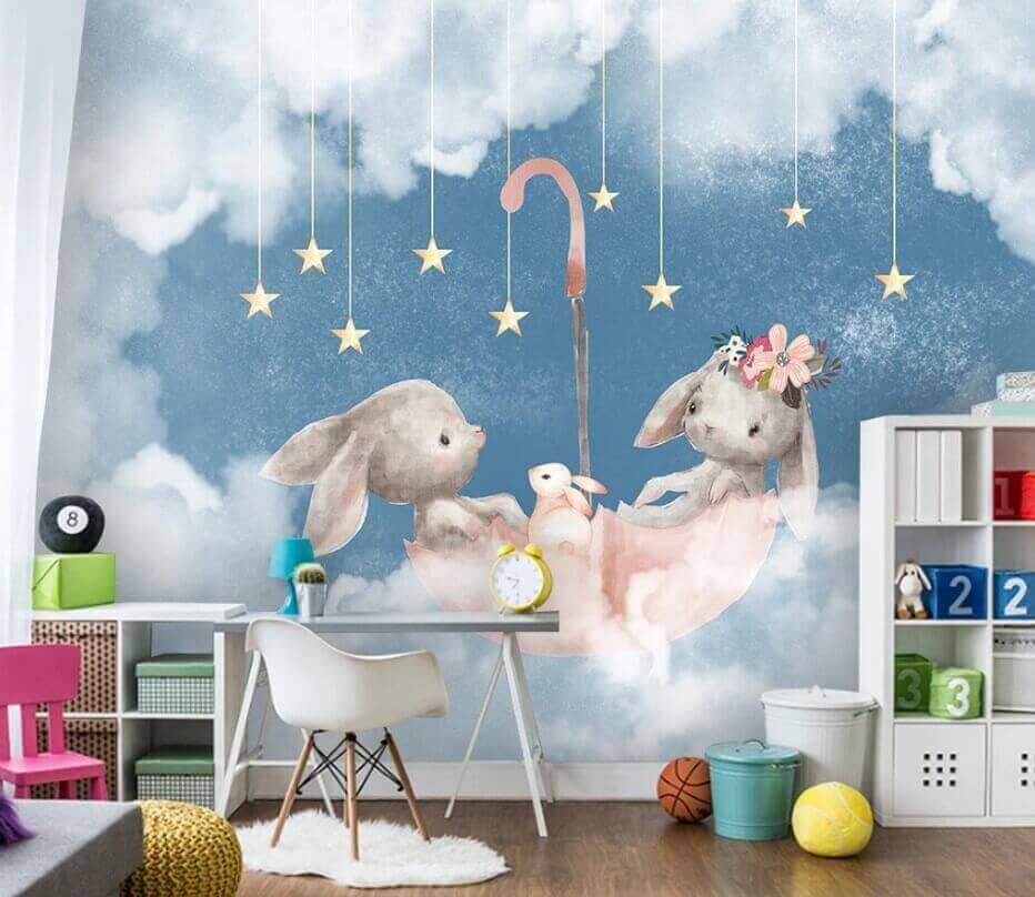 u24538pir1m - Two rabbits in a pink umbrella - tegory