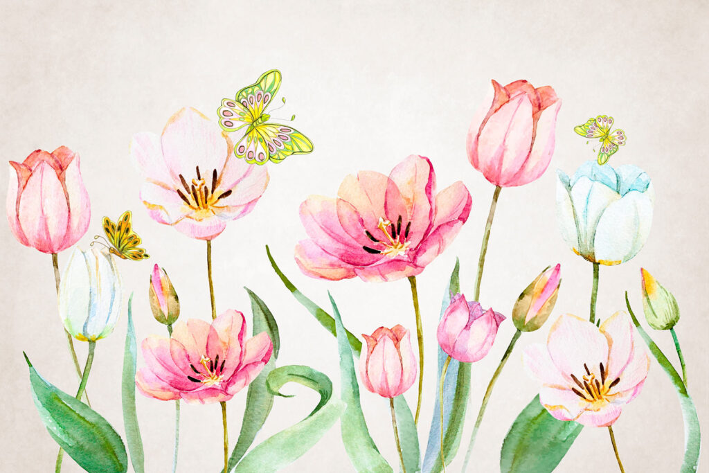 Painting of flowers and butterflies u24484p 1024x683 - Painting of flowers and butterflies - tegory