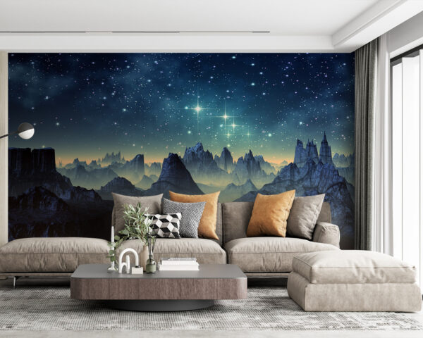 Mountain range with stars in the sky Mountain range with stars in the sky