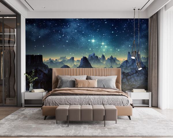 Mountain range with stars in the sky Mountain range with stars in the sky