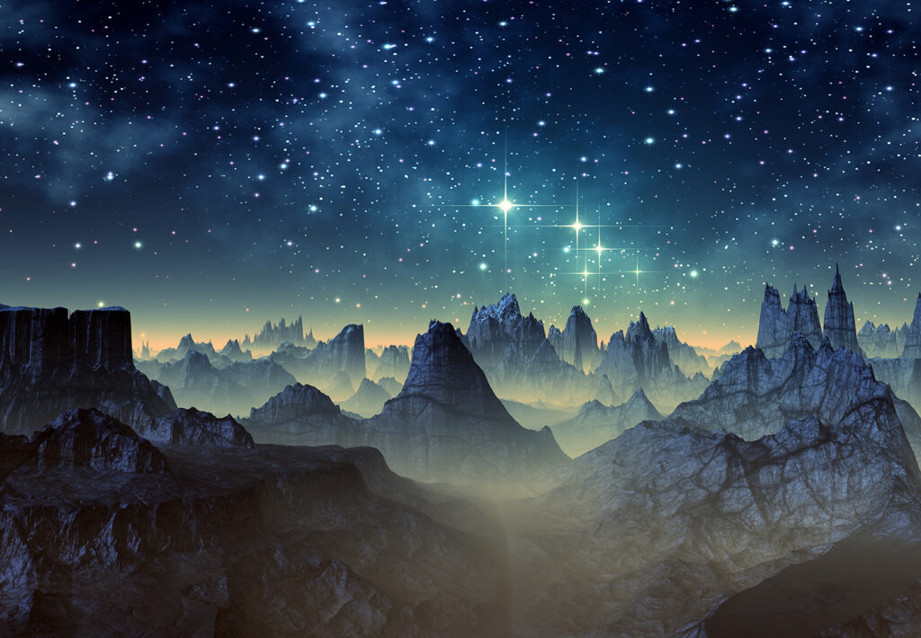 Mountain range with stars in the sky Mountain range with stars in the sky