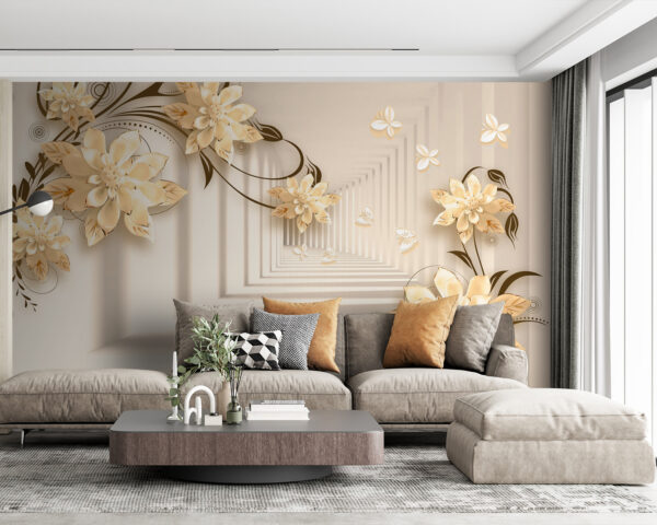 Wallpaper with flowers and butterflies Wallpaper with flowers and butterflies
