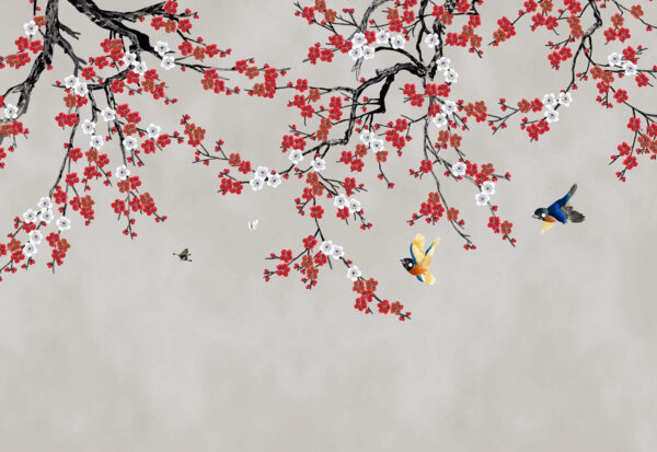 Tree with red and white flowers Tree with red and white flowers