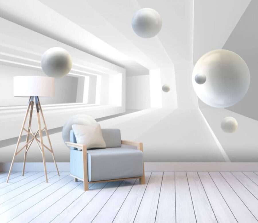 White balls in a room