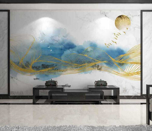 Wall murals Painting of waves and birds Wall murals Painting of waves and birds