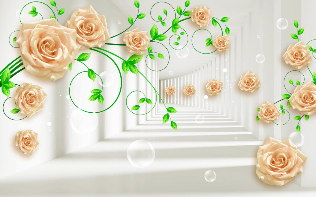 Wallpaper with roses and leaves u18925p 1024x640 - Wallpaper with roses and leaves