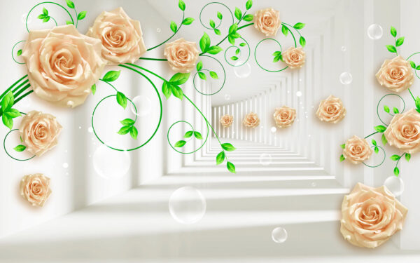 Wallpaper with roses and leaves u18925p 600x375 - Wallpaper with roses and leaves