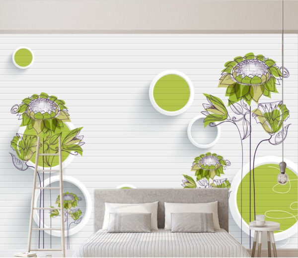 Wallpaper with flowers and circles u18803pib1m 600x520 - Wallpaper with flowers and circles - tegory