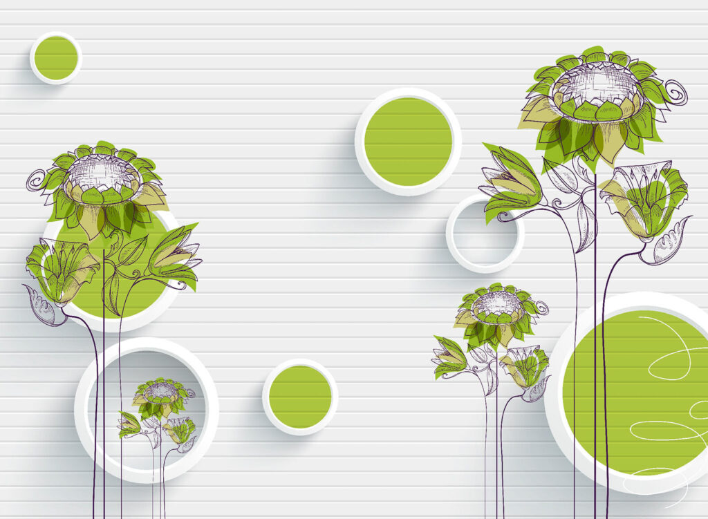 Wallpaper with flowers and circles u18803p 1024x751 - Wallpaper with flowers and circles - tegory