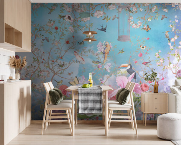 Wallpaper with birds and flowers Wallpaper with birds and flowers
