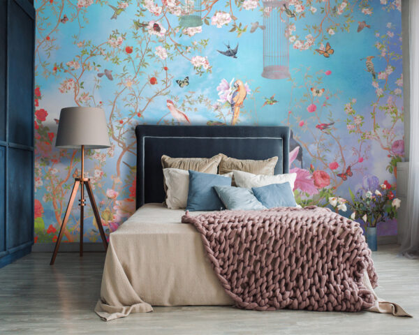 Wallpaper with birds and flowers Wallpaper with birds and flowers