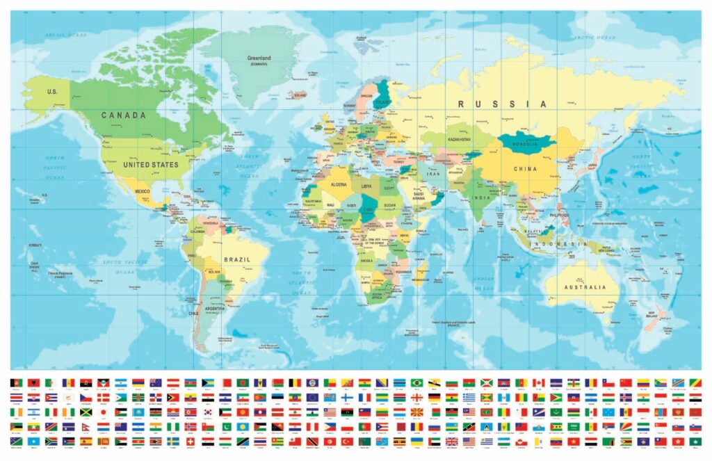 Map of the world with different flags u18208p 1024x663 - Map of the world with different flags - tegory
