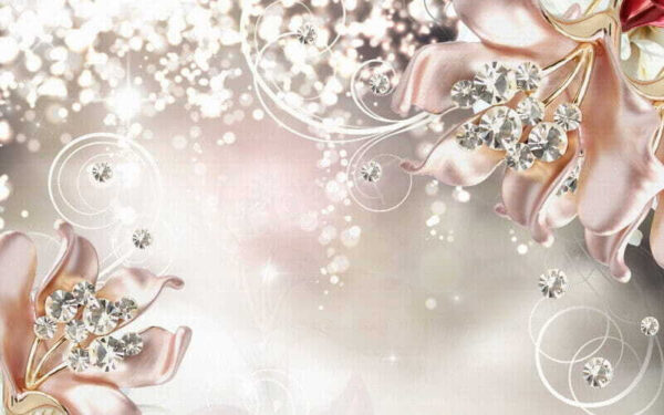 Pink satin flowers with diamonds Pink satin flowers with diamonds