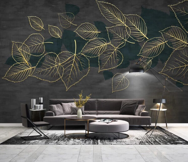 Drawing of leaves on a black background u13983pig1m 600x519 - Drawing of leaves on a black background - tegory