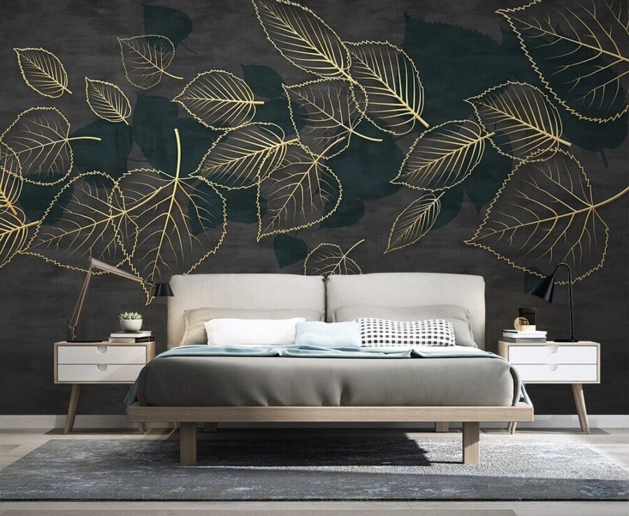 Drawing of leaves on a black background u13983pib1 900x739 - Drawing of leaves on a black background - tegory