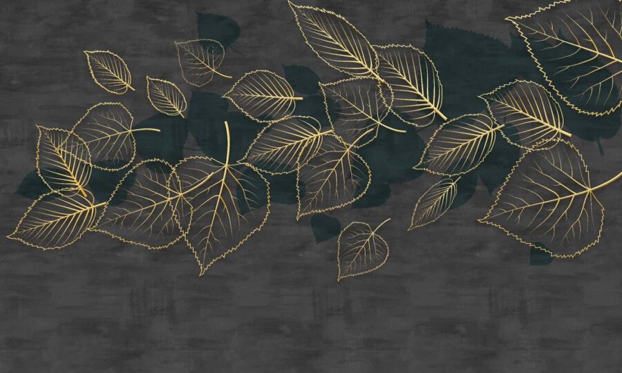 Drawing of leaves on a black background