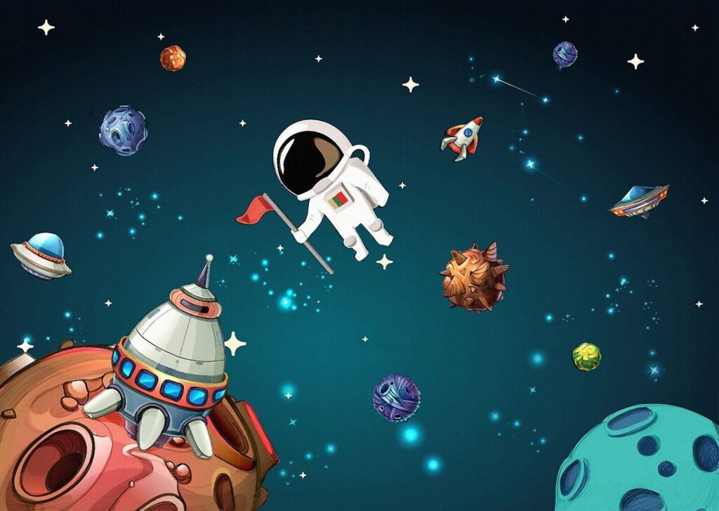 Cartoon space scene with planets and stars u13898p 1024x727 - Cartoon space scene with planets and stars - tegory