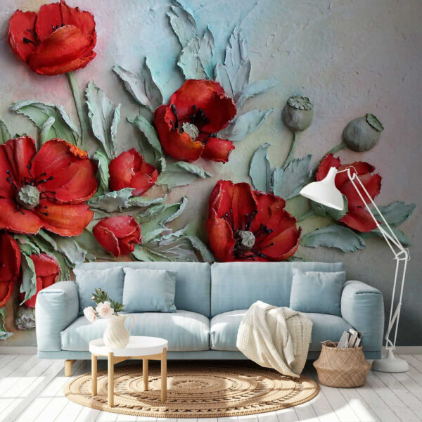 Vibrant red flowers in soft hues. Vibrant red flowers in soft hues.