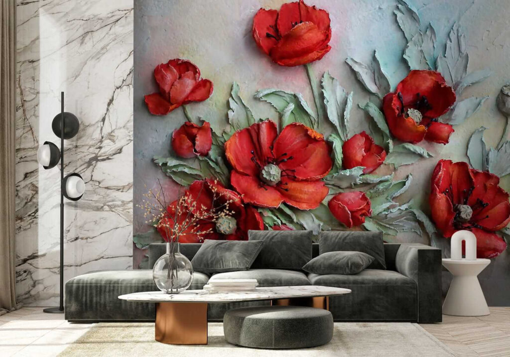 Vibrant red flowers in soft hues