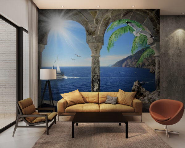 View of the ocean from a stone archway u12665pig28m 600x480 - View of the ocean from a stone archway - tegory