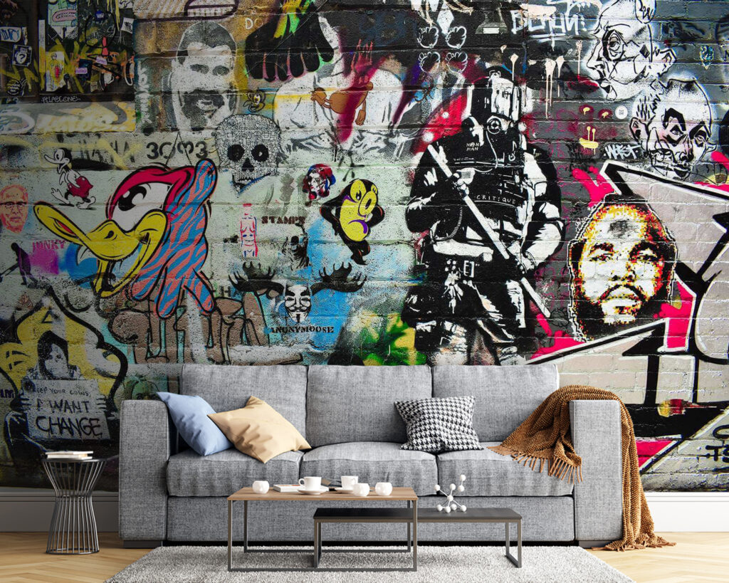 Wall with graffiti on it