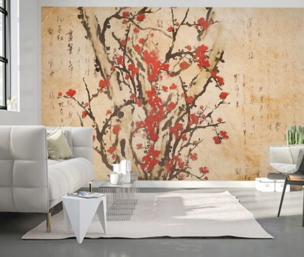 Painting of a tree with red flowers u10425pig2 600x508 - Painting of a tree with red flowers - tegory