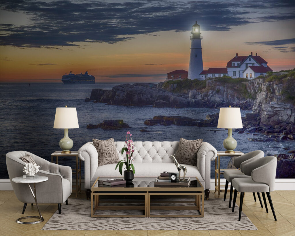 Lighthouse on a rocky shore with a cruise ship in the background u10328pig43 1024x819 - Lighthouse on a rocky shore with a cruise ship in the background - tegory
