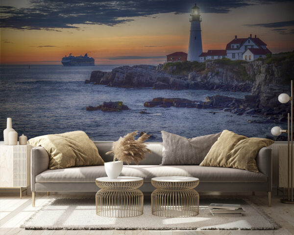 Lighthouse on a rocky shore with a cruise ship in the background u10328pig9 600x480 - Lighthouse on a rocky shore with a cruise ship in the background - tegory