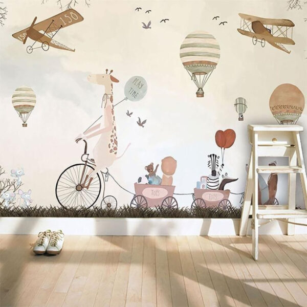 Mural of animals riding a train Mural of animals riding a train