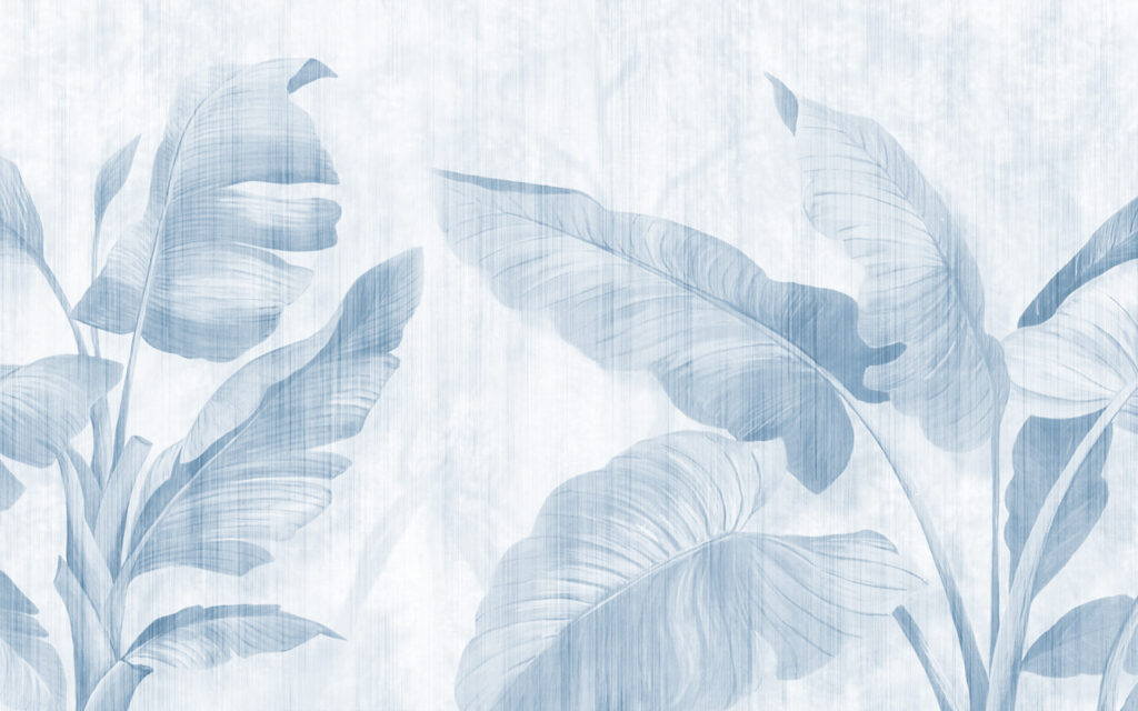 Soft blue leaves on serene background. Soft blue leaves on serene background.