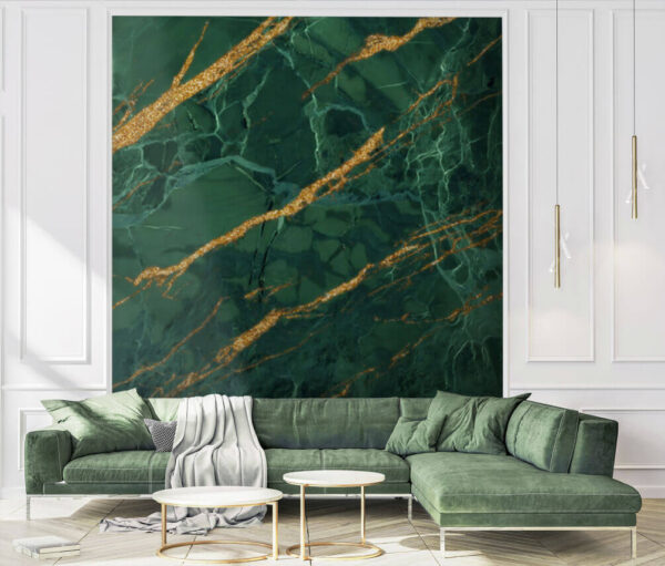 Emerald veins through polished stone Emerald veins through polished stone
