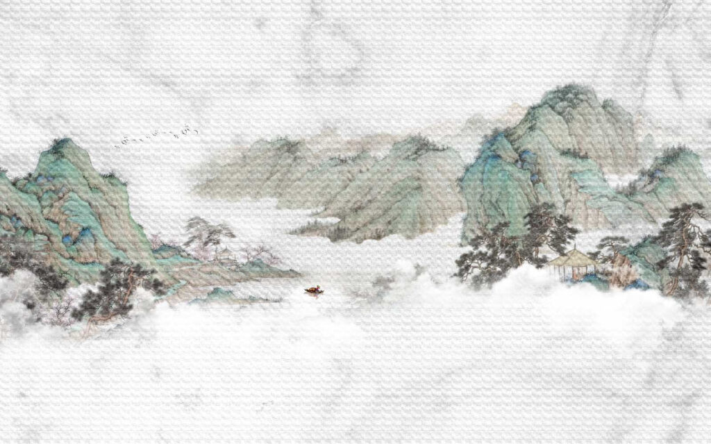 Painting of mountains and trees Painting of mountains and trees