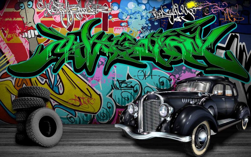 Black car with wheels in front of a colorful wall u01706p 1024x639 - Black car with wheels in front of a colorful wall - tegory