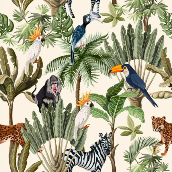Pattern of tropical plants and birds u01945p 600x600 - Pattern of tropical plants and birds - tegory