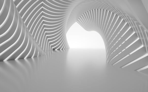 White tunnel with curved lines White tunnel with curved lines